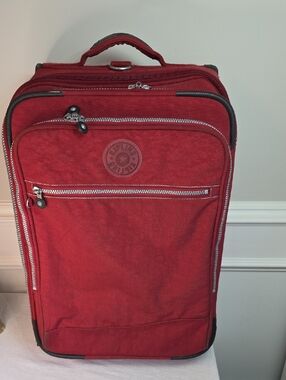 Kipling Red Upright Carry-On with Front Zip Pockets